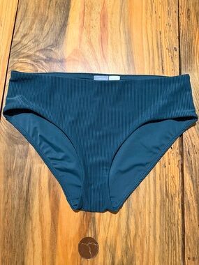CALIA by Carrie Underwood Ribbed High-Waist Bikini Bottoms in Teal Blue, Small
